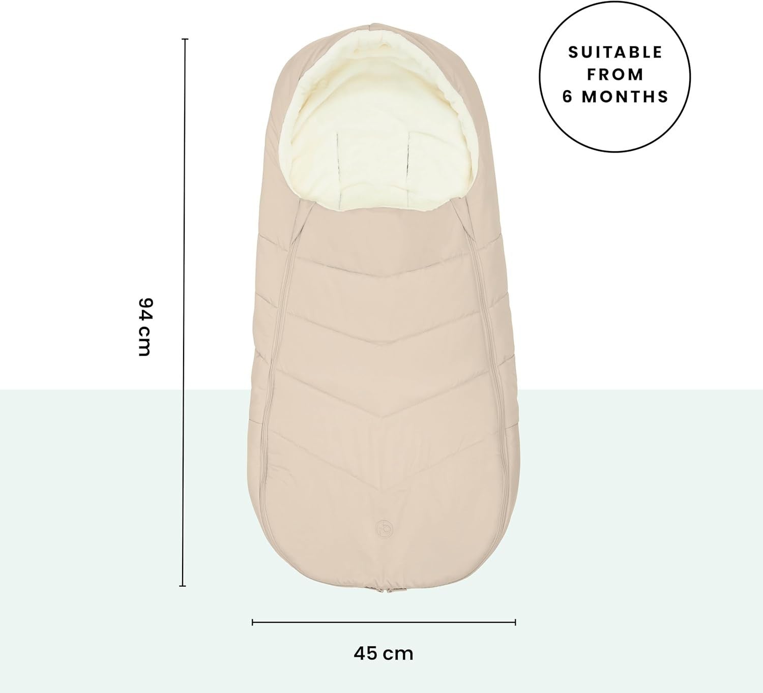 Universal Pram Footmuff Faux Fur Lined Showerproof Cosy Toes Stone
