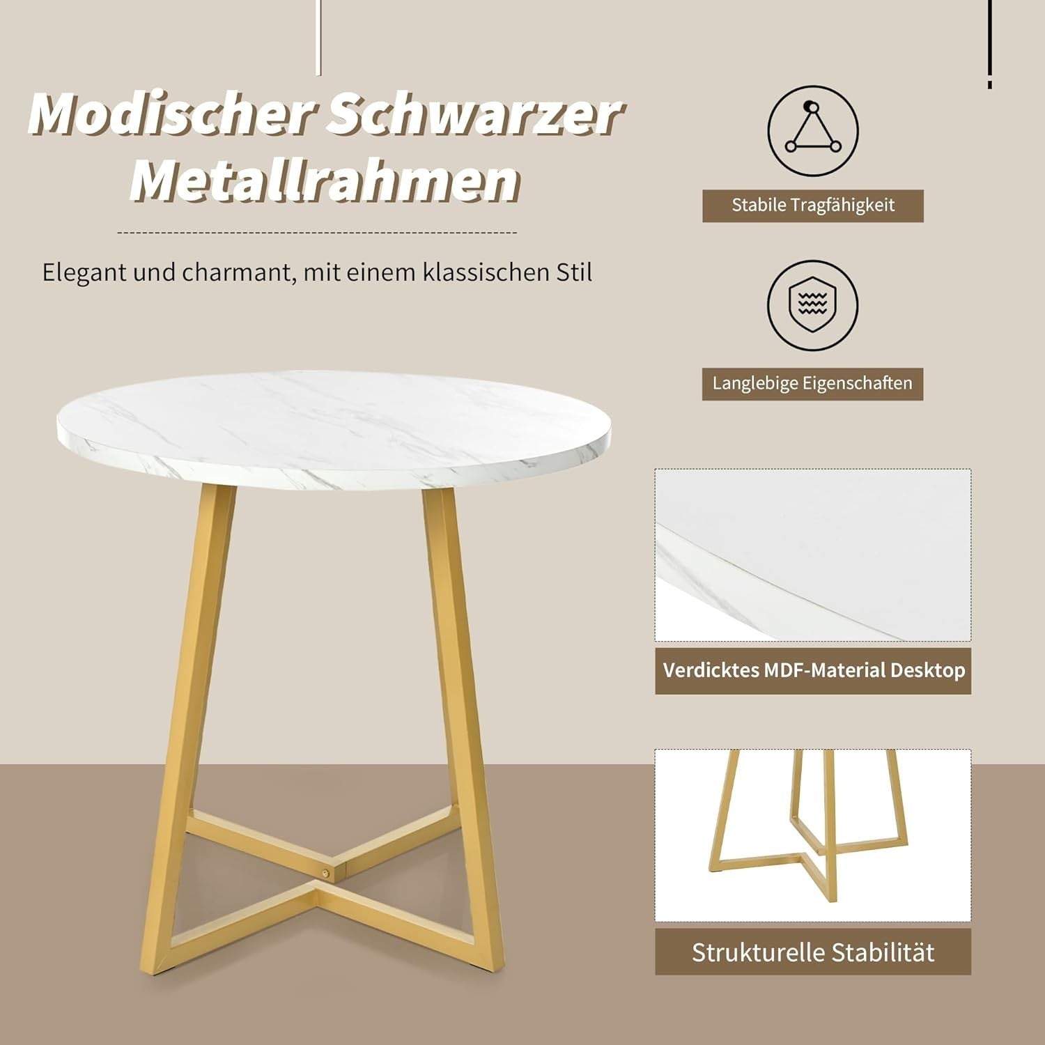 Round Marble Dining Table Set with 4 Velvet Chairs – Modern Kitchen Table