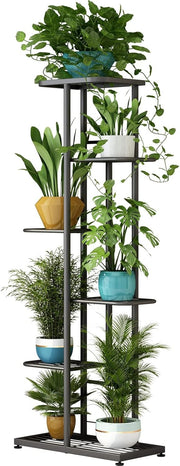 6 Tier Metal Plant Stand Indoor Outdoor Multi Pot Display Rack Dark Grey