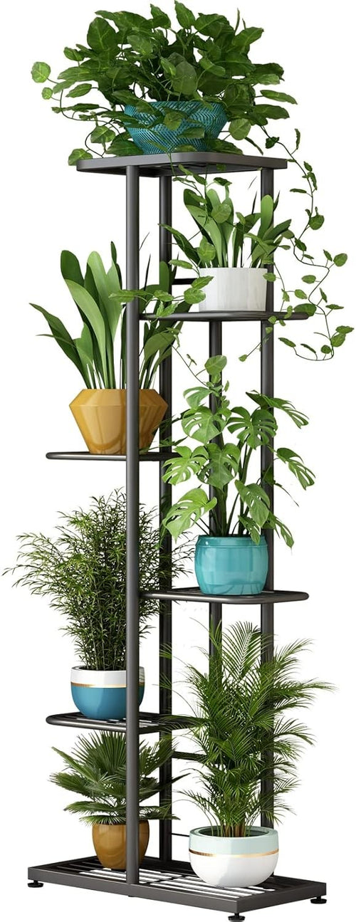 6 Tier Metal Plant Stand Indoor Outdoor Multi Pot Display Rack Dark Grey