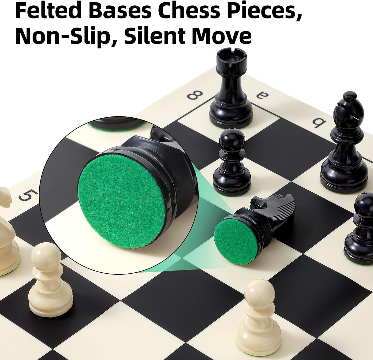 20" Tournament Silicone Chess Set Weighted Pieces Foldable Board + Carry Bag