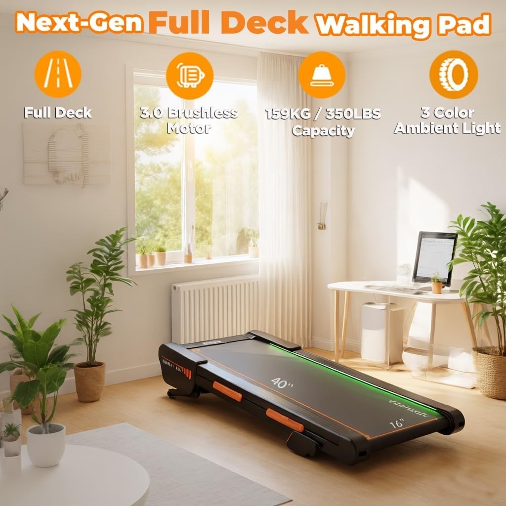 Under Desk Walking Treadmill 6-Level Incline 159KG Quiet Home Office
