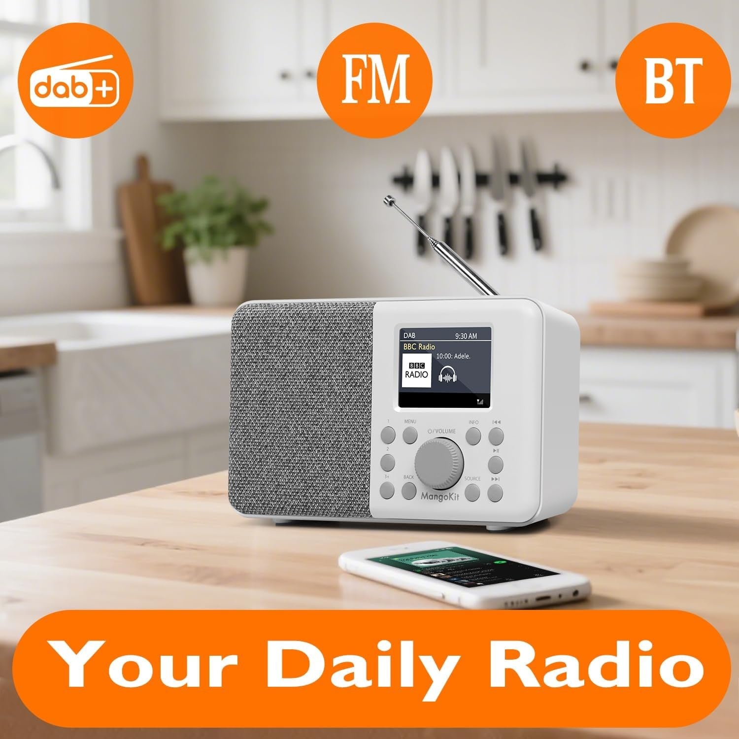 DAB DAB+ Digital Radio Bluetooth Portable Alarm Colour Display Battery