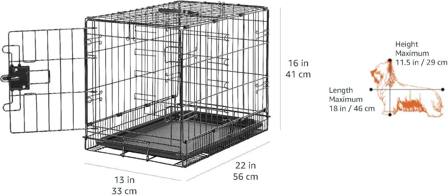 Foldable Extra Small Metal Dog Crate with Tray – Secure Indoor Cage 56cm