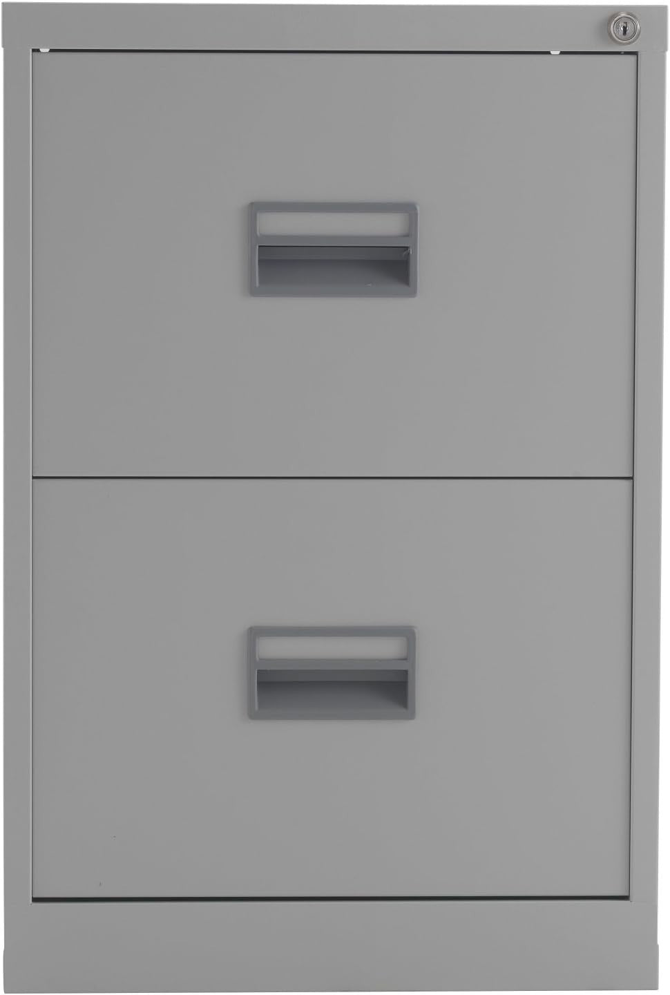 Grey Steel Filing Cabinet 2 Drawer Lockable Heavy Duty 70cm