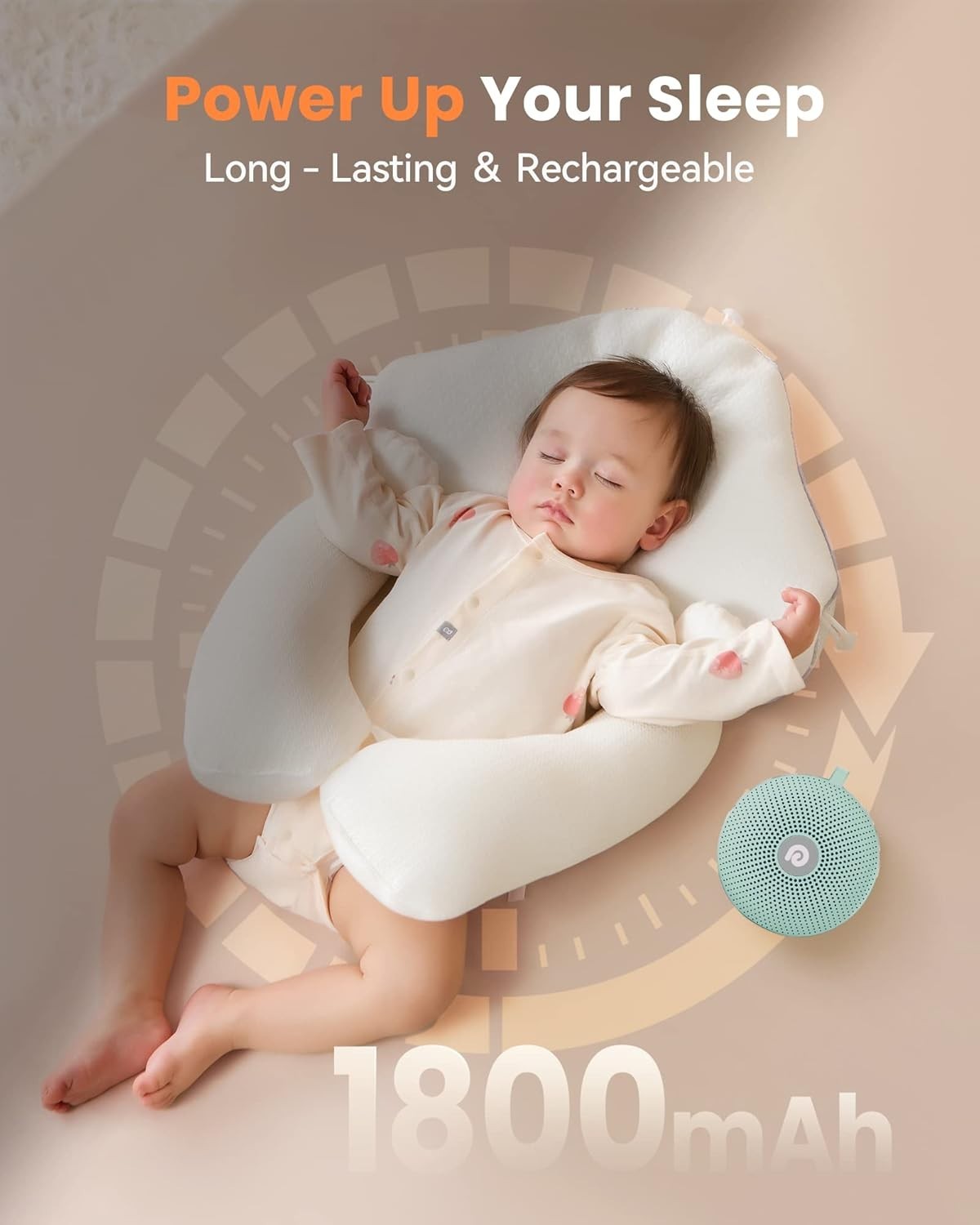 Portable Green Noise Machine Baby Sleep Aid Rechargeable 21 Sounds