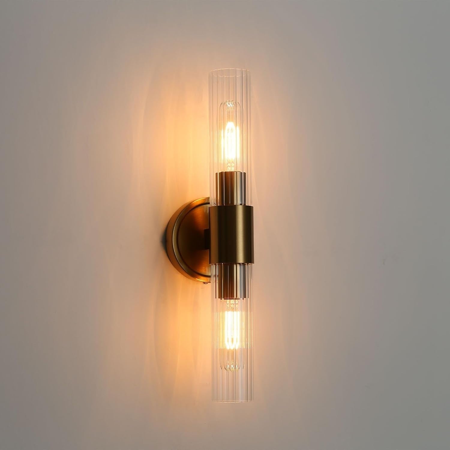 Dimmable Vintage Wall Sconce Light with Glass Shade & E27 Bulb Socket