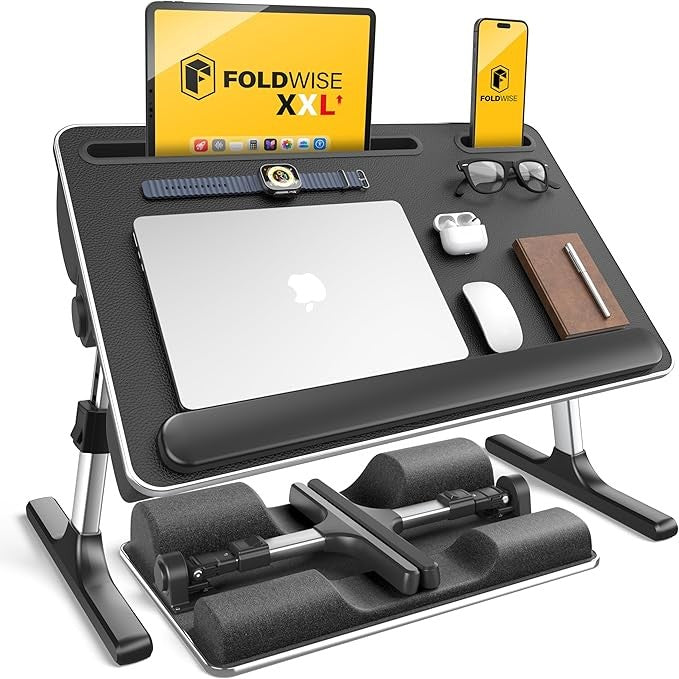 2-in-1 Adjustable Bed Laptop Table Folding Lap Desk Cushioned XXL Tray