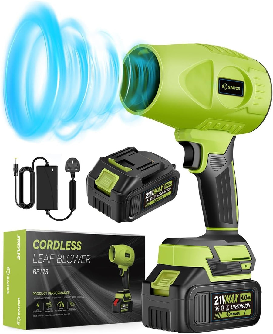 Cordless Leaf Blower 180000RPM Portable Dust Cleaner with 2 Batteries