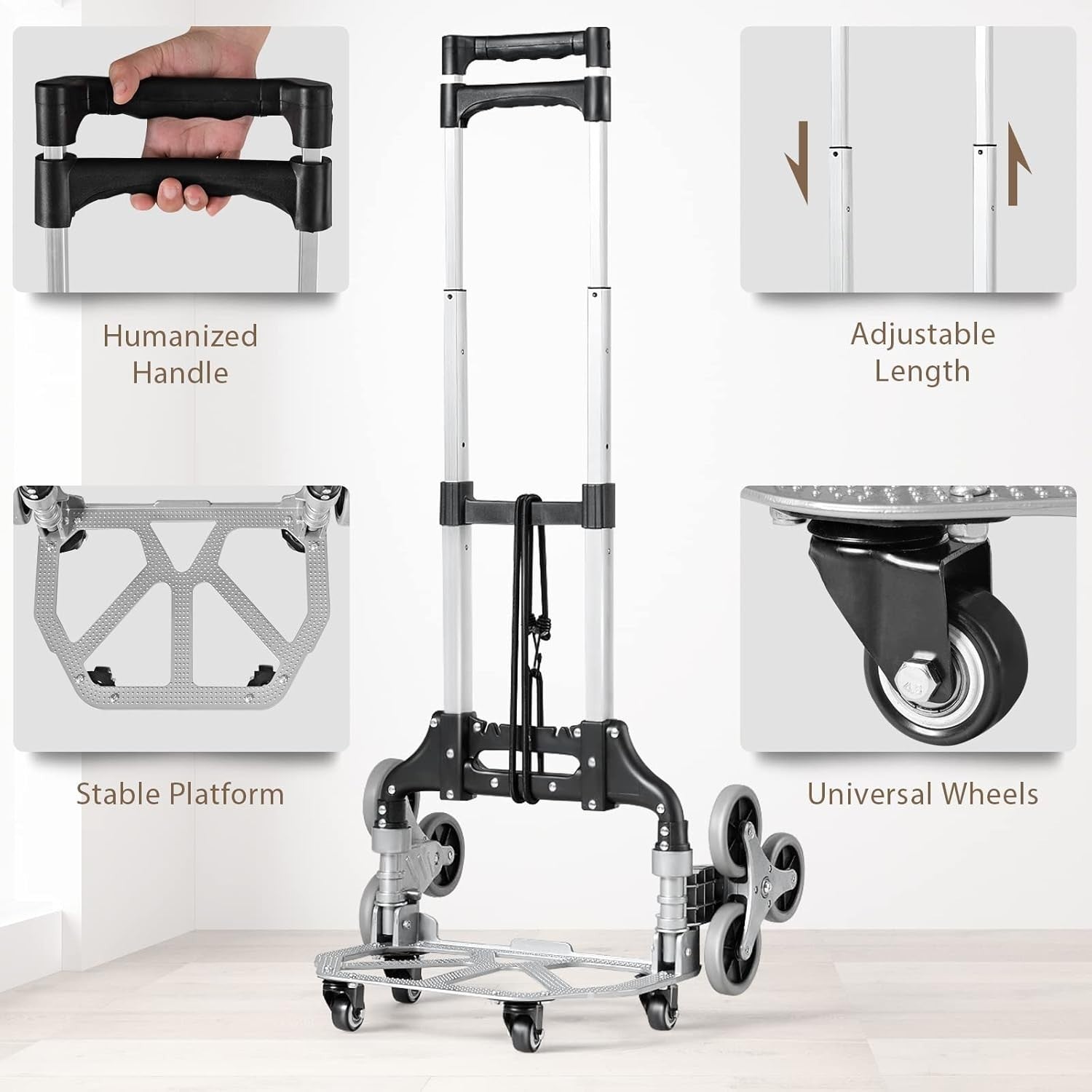 10 Wheel Folding Stair Climbing Sack Truck Aluminium 80kg Handle Cart