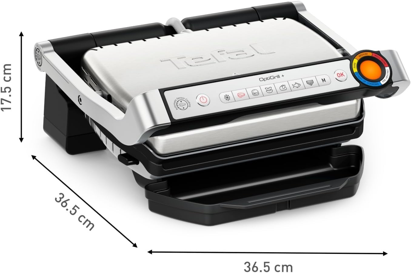 Electric Grill 36.5x36.5x17.5cm Non-Stick Sensor 6 Cooking Programs