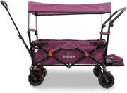 Purple Beach Wagon w/ Roof Extra-Wide Wheels Folding Cart Push Handle & Brake