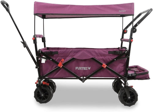 Purple Beach Wagon w/ Roof Extra-Wide Wheels Folding Cart Push Handle & Brake