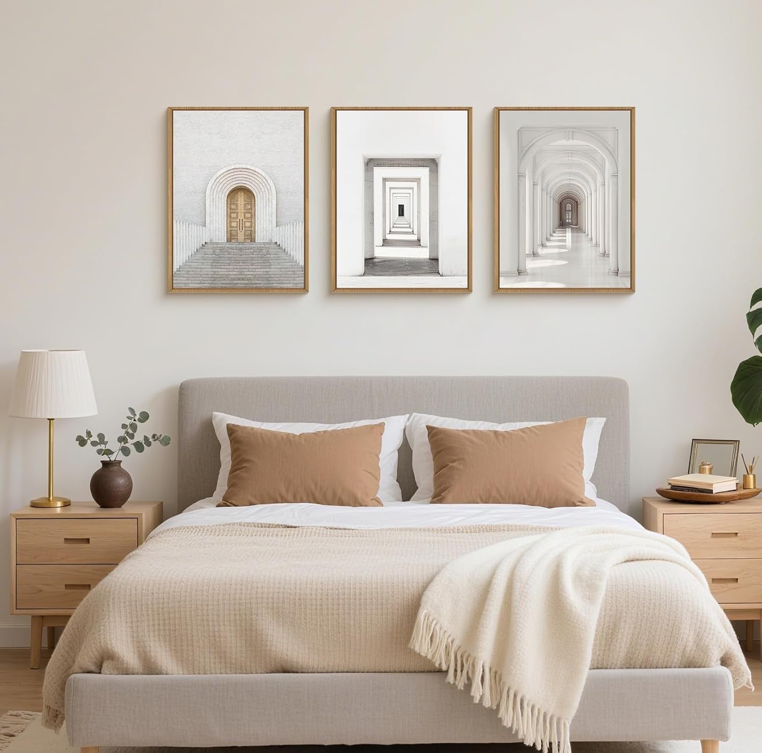 3 Panel Door Architecture Canvas Wall Art 30x40cm Framed Set