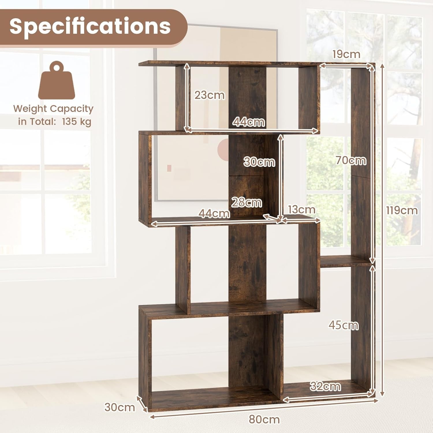 6-Cube Modern Bookshelf Freestanding Storage Unit with Anti-Tipping & Foot Pads
