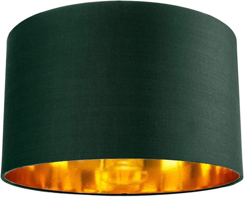 Forest Green Drum Lamp Shade Copper Lined Modern Table Floor Pendant 14"
