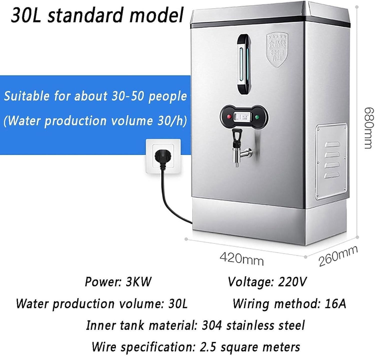 Commercial Hot Water Boiler 30L Instant Stainless Steel Auto Fill