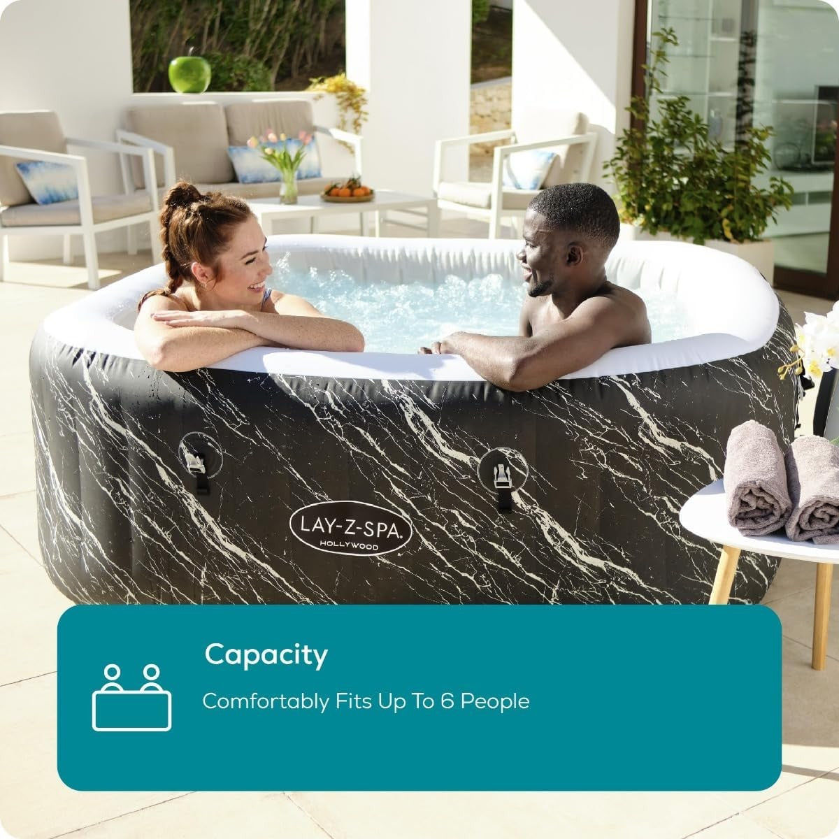 Inflatable Hot Tub Spa 140 Air Jet LED Lights 4–6 Person Garden