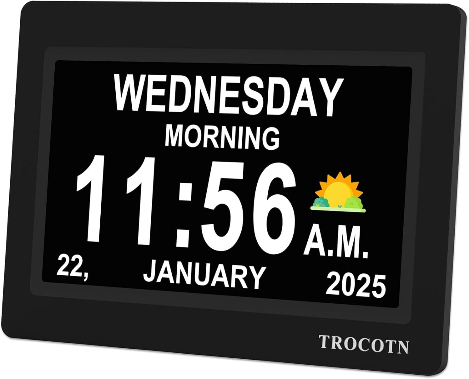 7” Dementia Digital Clock Large Day Date Display Auto Dimming Elderly