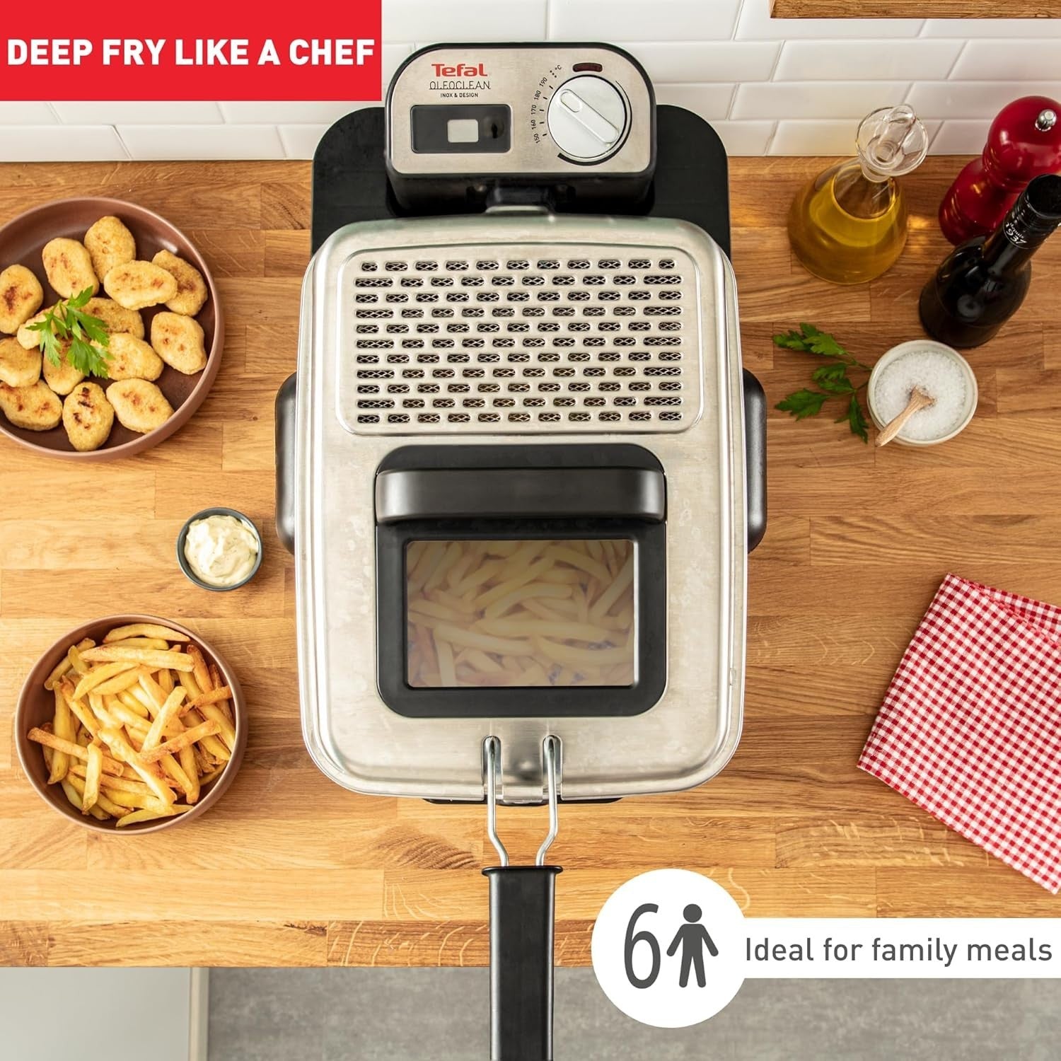 3.5L Deep Fryer 2300W Oil Filtration Storage Box Easy Clean 6 Portions