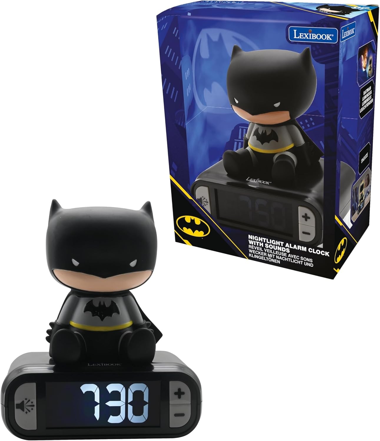 Kids Superhero Alarm Night Light LED Display Snooze Sounds Bedroom