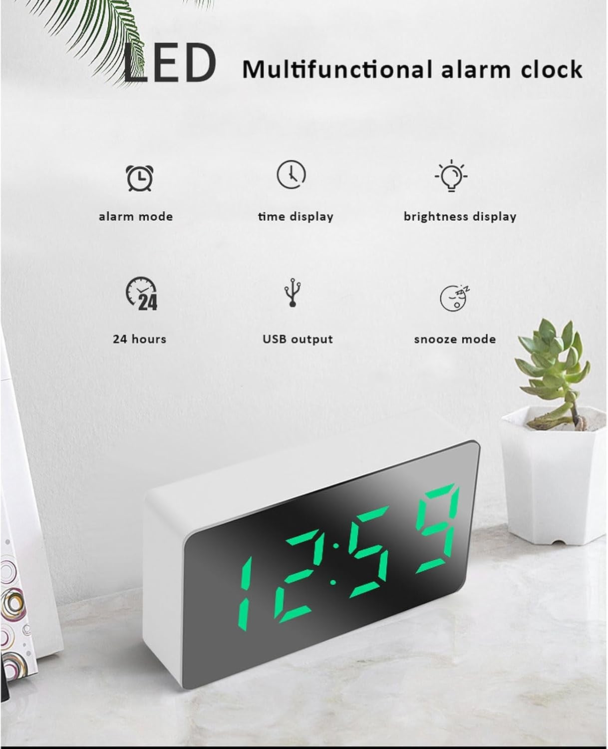 Large LED Alarm Clock Big Digits Battery Powered for Heavy Sleepers Bedroom