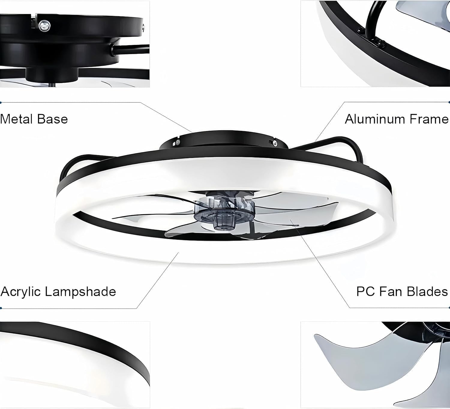 50cm Ceiling Fan Light, Smart Remote, Quiet 6-Speed Dimmable LED