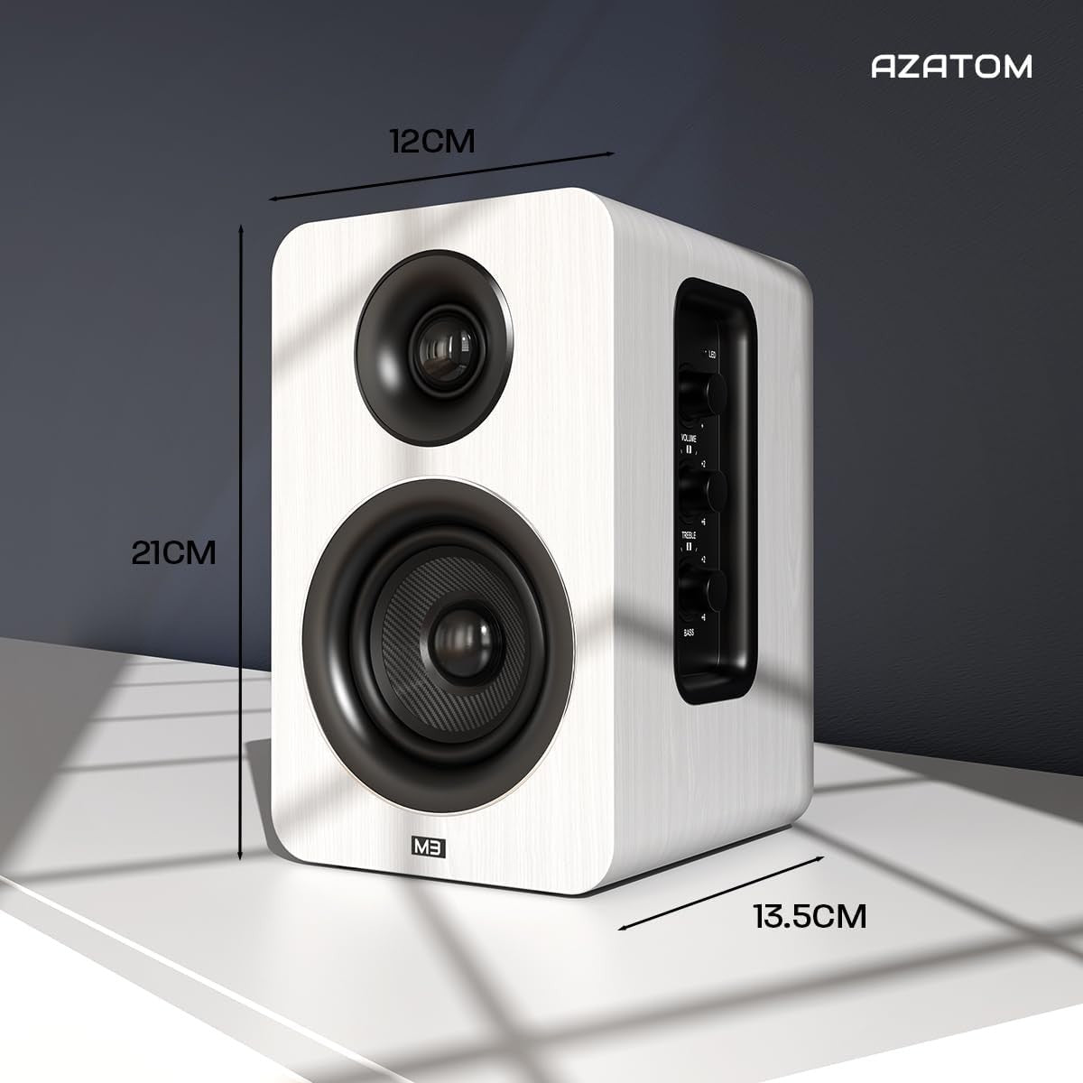 60W Bluetooth Bookshelf Speakers White 24bit DAC Carbon Fibre Optical