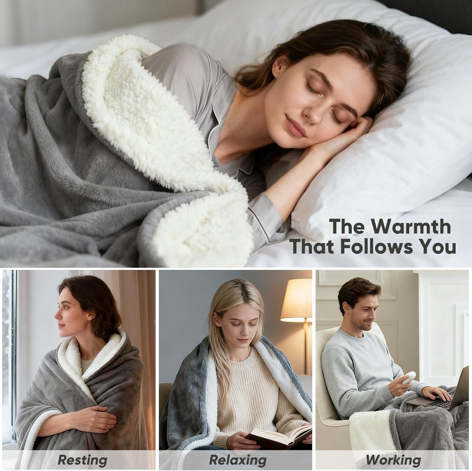 Electric Heated Throw Blanket Double 200x150cm 9 Heat Auto Shut Off Soft