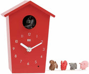 Animal Sound Cuckoo Clock Red | Kids Room Wall Clock | Farm Animal Chimes