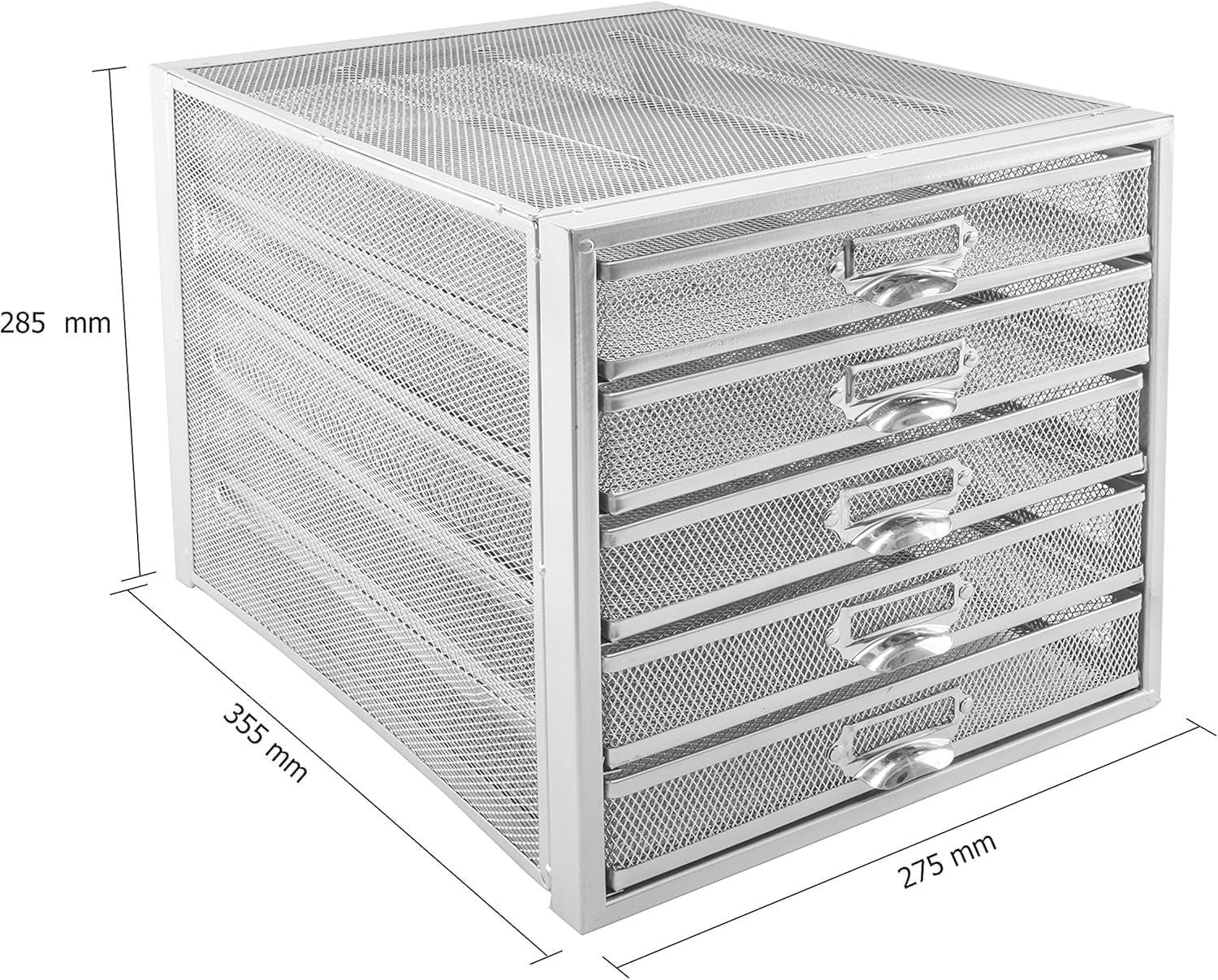 5-Tier Silver Wire Mesh Desk Organizer Tray for A4 Files & Documents