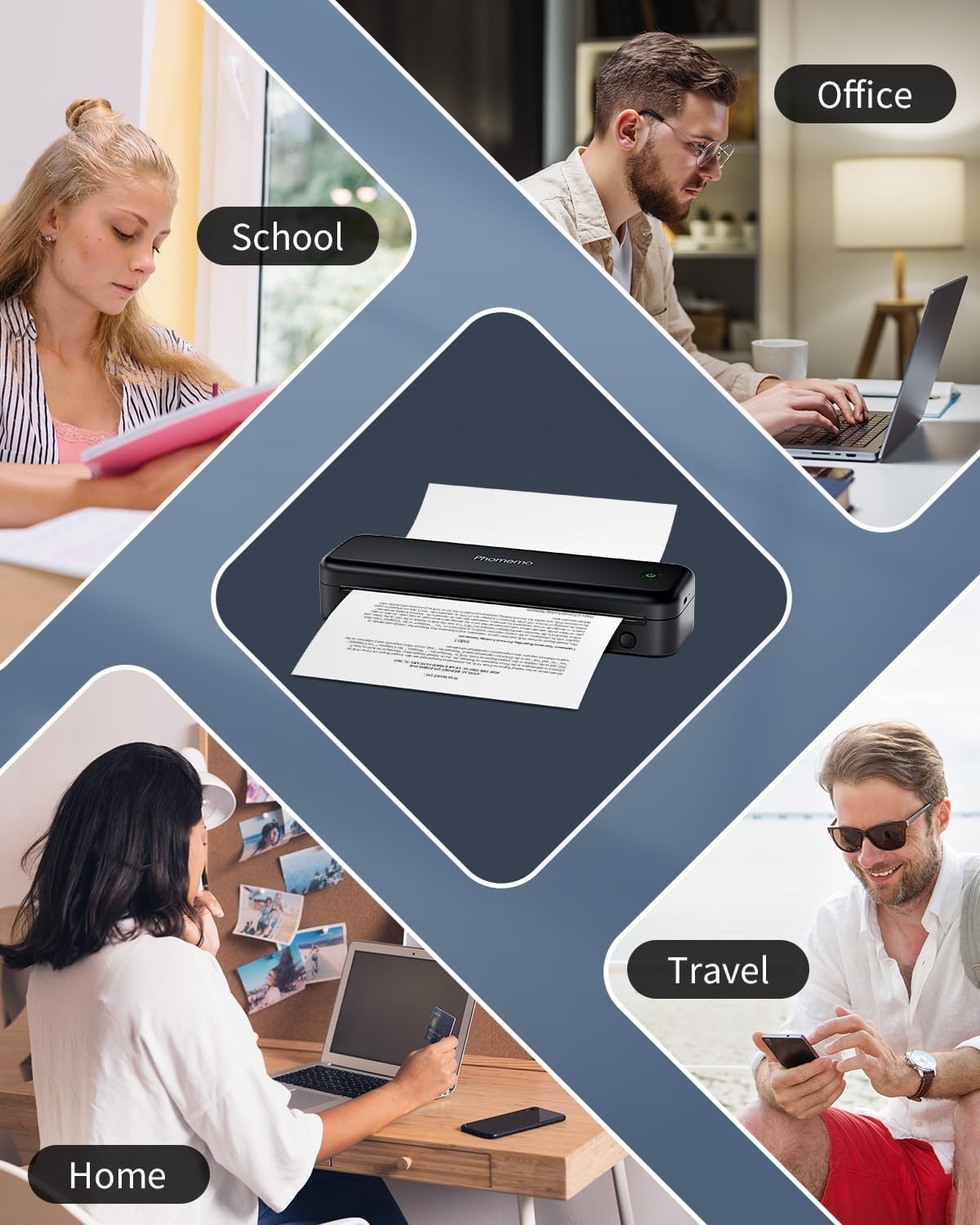 Portable A4 Thermal Printer Bluetooth Inkless Phone Laptop