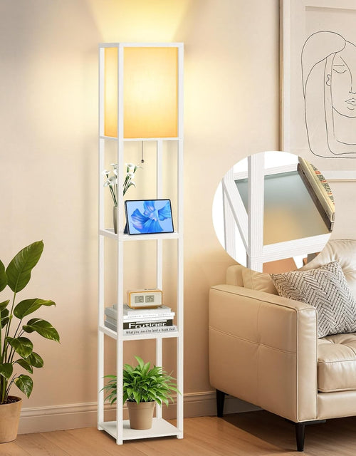 Floor Lamp with Shelves LED Adjustable Colour Standing Storage Light White