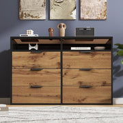Modern 6 Drawer Sideboard Cabinet with Shelves Oak Chest Storage Unit