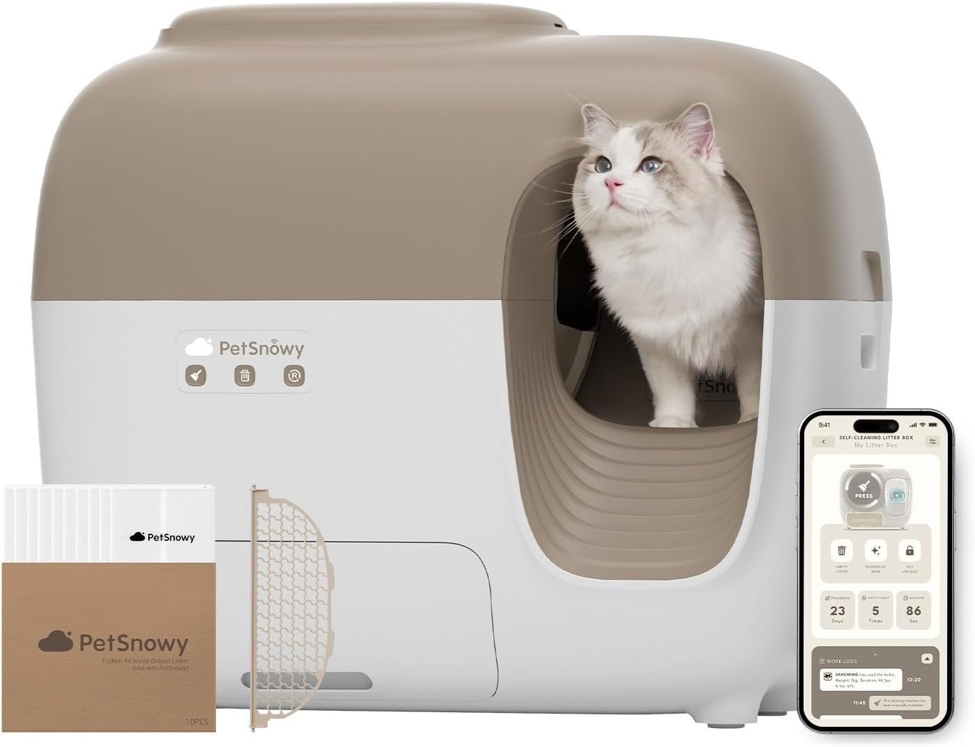 Self Cleaning Cat Litter Box Automatic App Control Odor Control Large