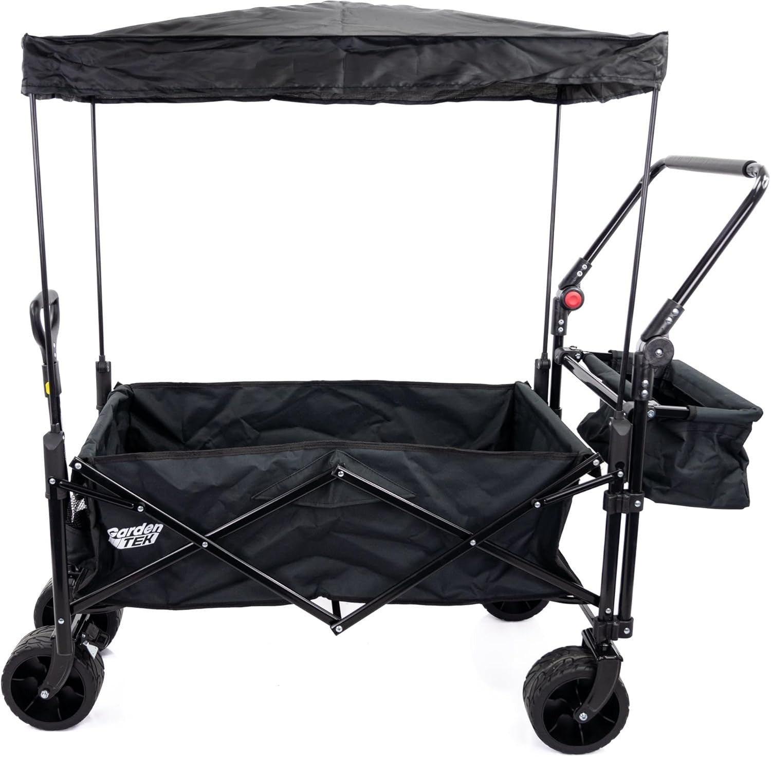 120L Folding Garden Trolley Wagon Cart With Canopy & Brakes Outdoor