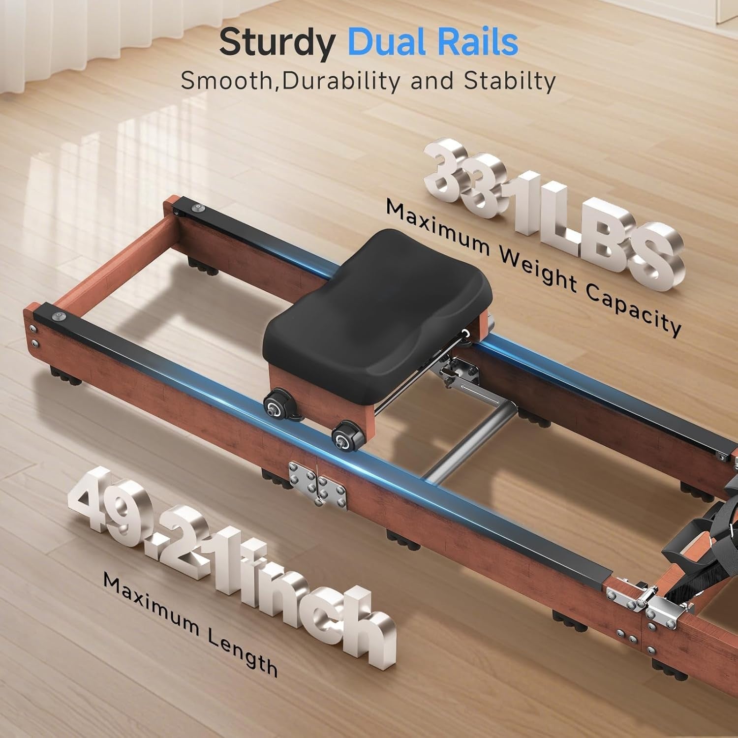 Hybrid Water & Magnetic Rower 5+32 Levels Foldable LED Display 150KG Oak