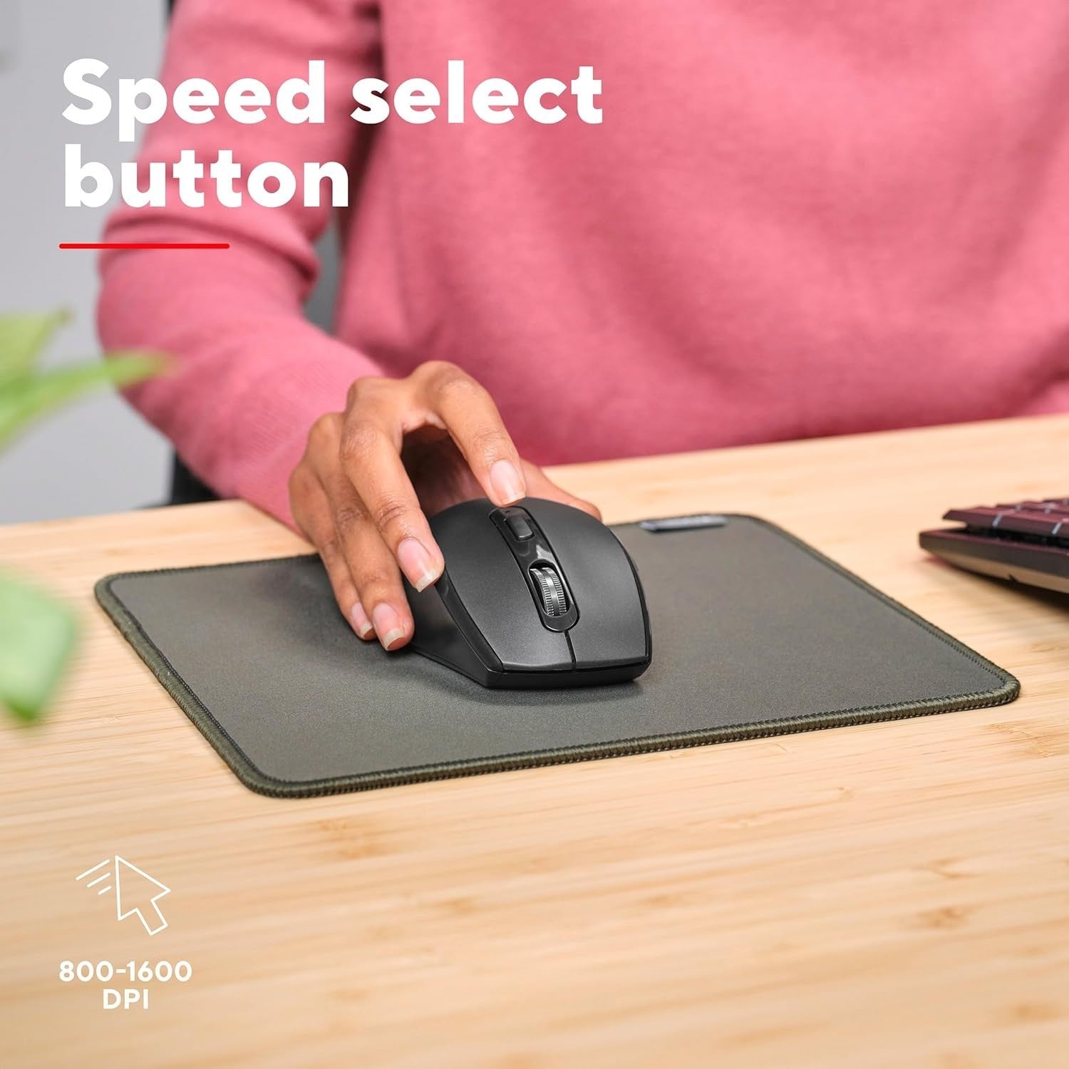 Wireless Mouse 6 Button Adjustable DPI 10m Range USB Black