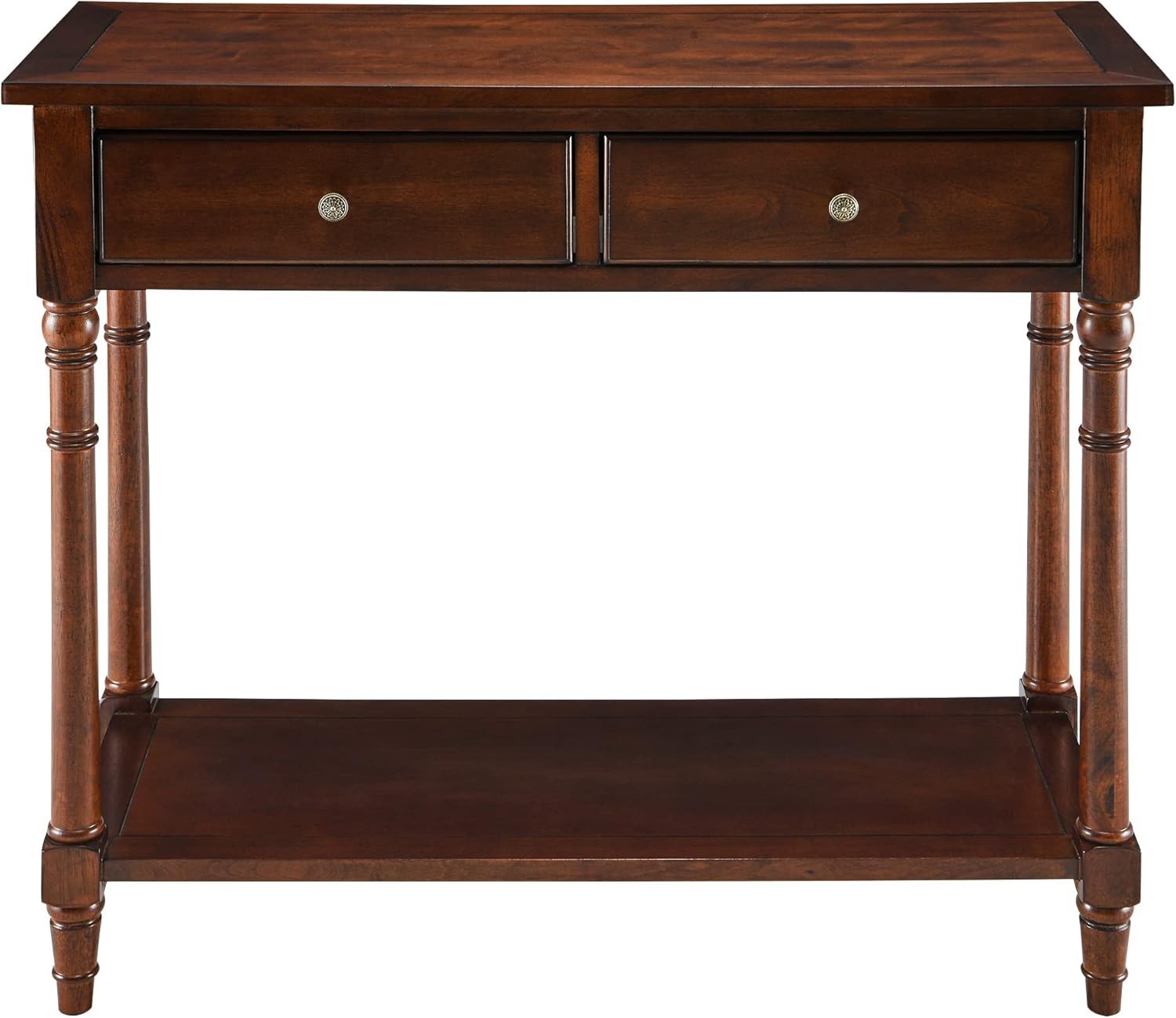 Wood Console Table with 2 Drawers & Shelf, 90x76.5cm, Sturdy Storage