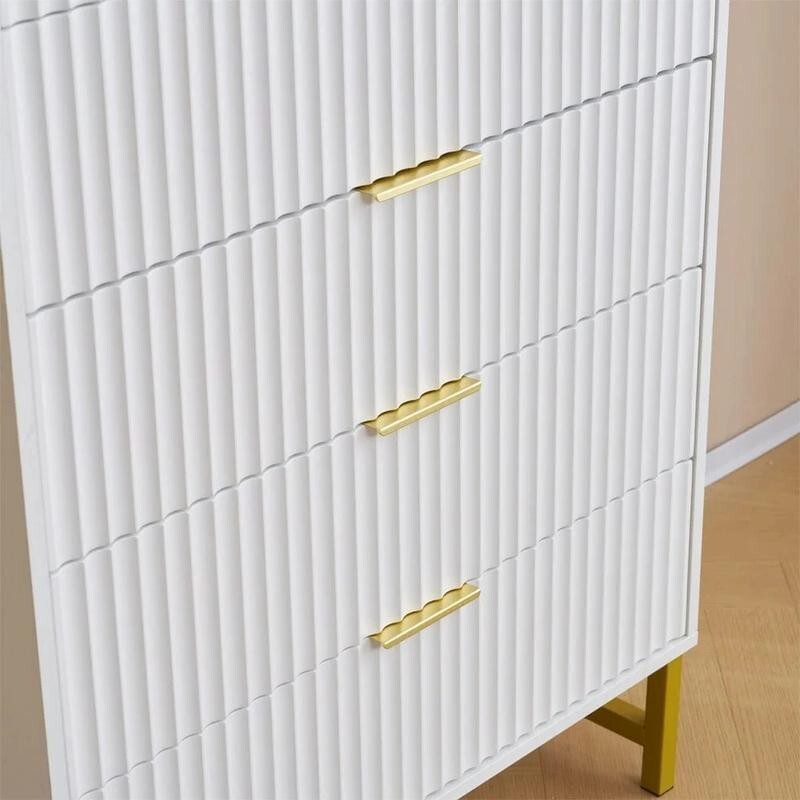 Modern White 5 Drawer Chest with Gold Legs – Bedroom Living Room Storage
