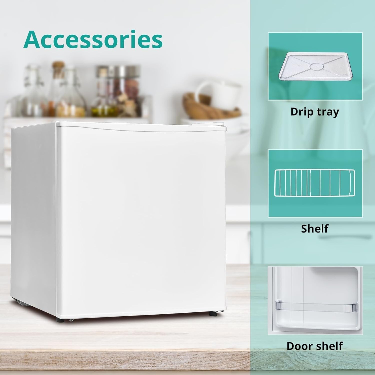 Mini Fridge 46L Compact Desktop Refrigerator Quiet Energy Efficient White