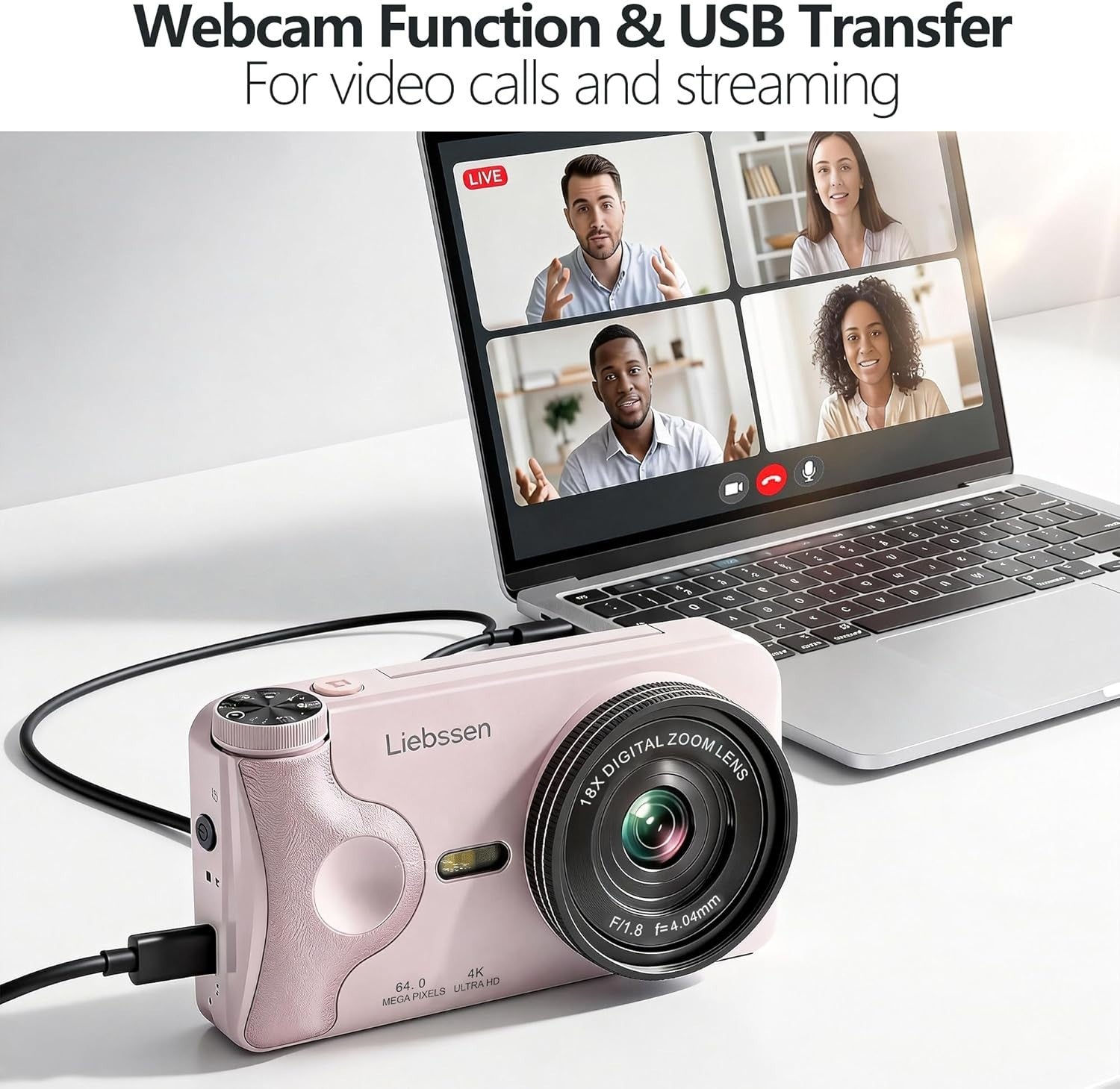 4K 64MP Digital Camera Flip Screen Autofocus Vlogging Camera 32GB