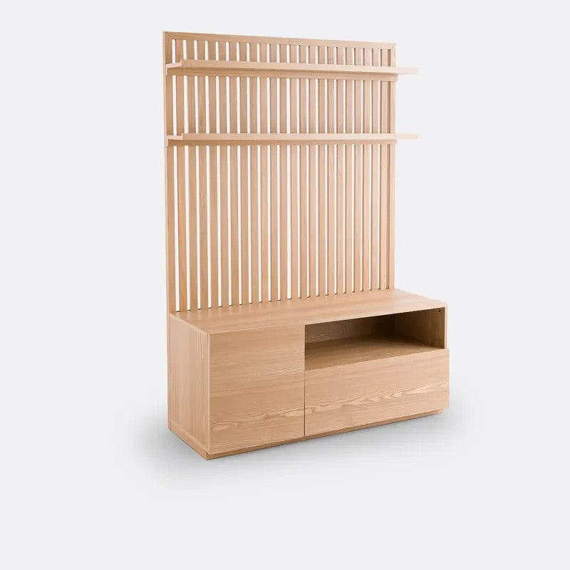 Modern Ash Veneer TV Unit with Shelves & Storage | 190cm HiFi Stand