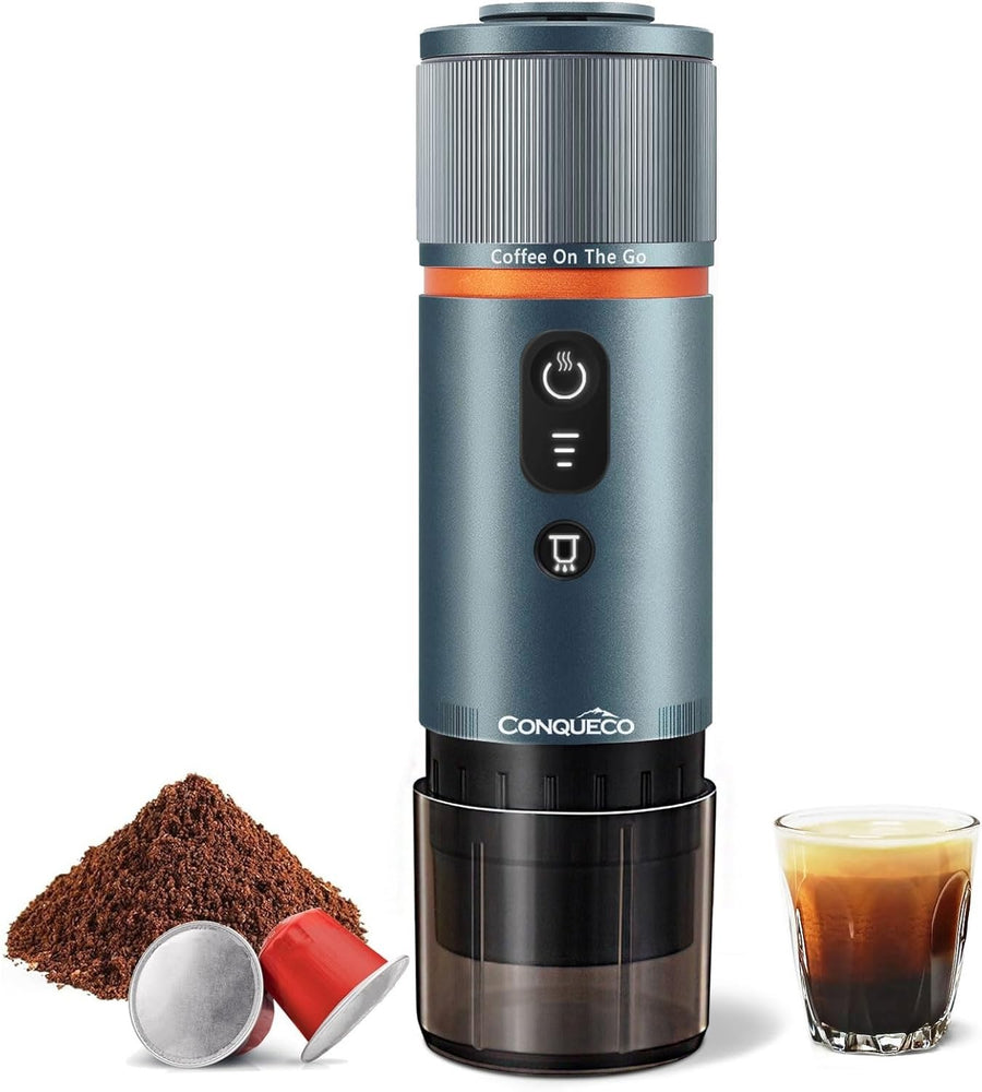 Portable Electric Espresso Maker 12V Travel Coffee Machine Self-Heating Navy