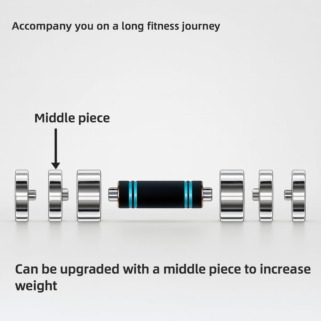 Ultracompact Adjustable Steel Dumbbells Pair Anti-Slip Chrome Home Gym