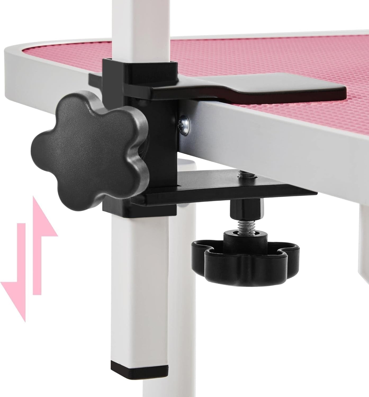 Foldable Dog Grooming Table Adjustable Arm Non Slip Waterproof 100kg Pink