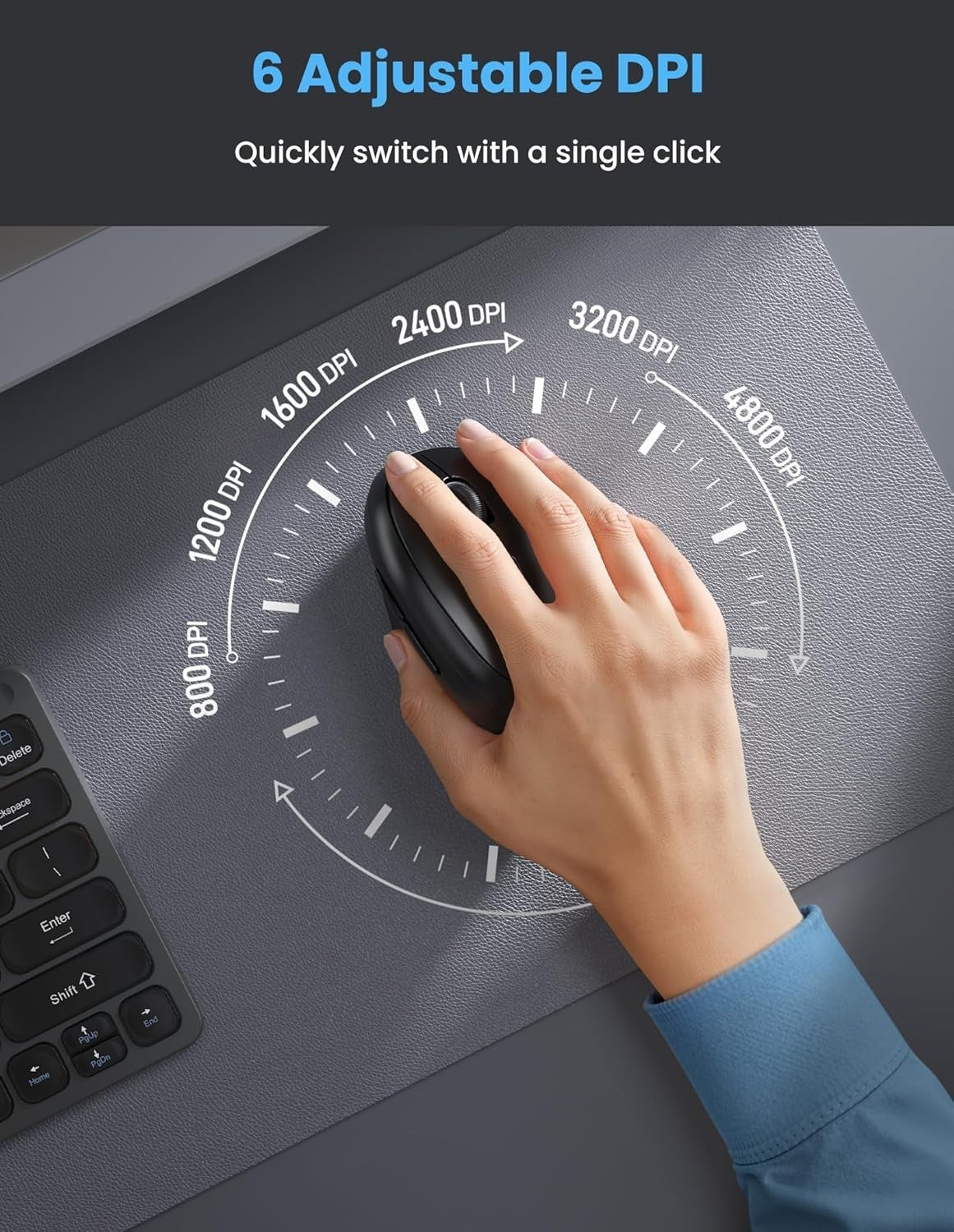 Ergonomic Vertical Wireless Mouse 4800 DPI Rechargeable