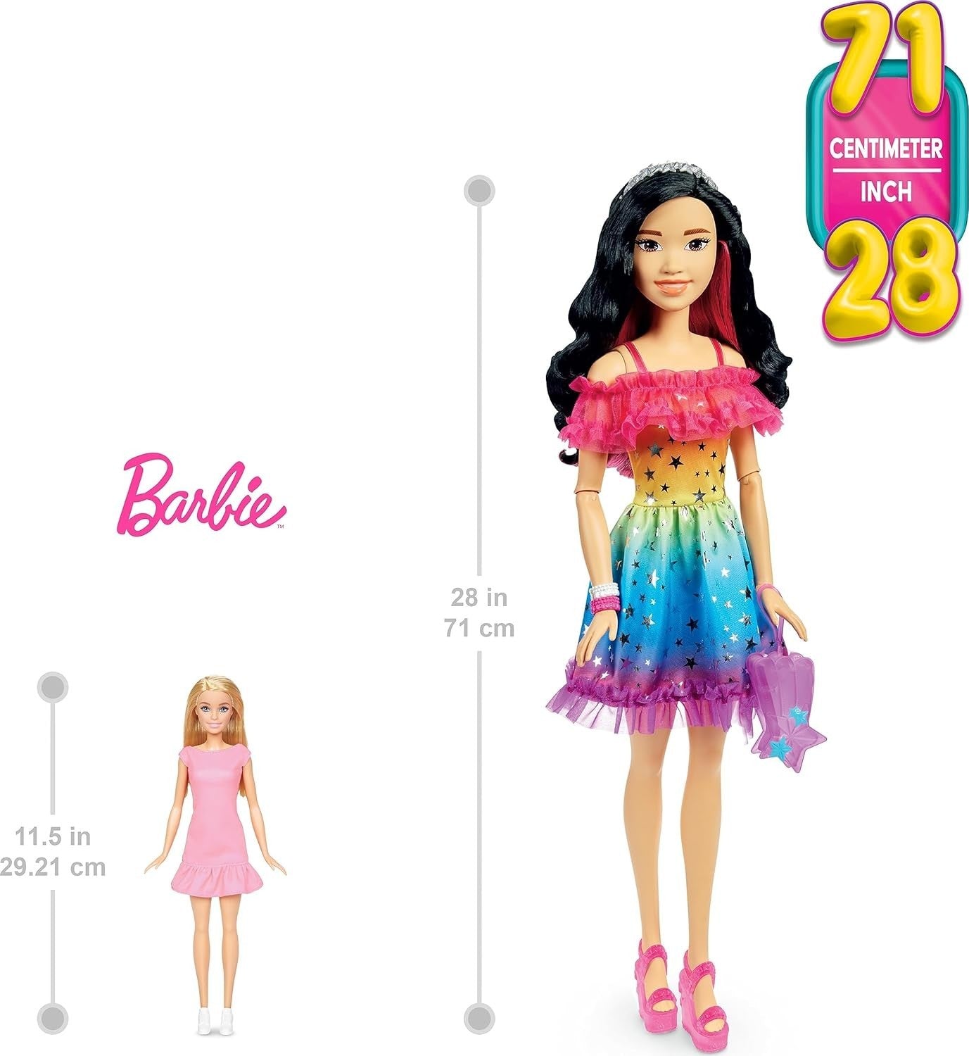 Large Fashion Doll 28in Rainbow Dress Styling Accessories Gift