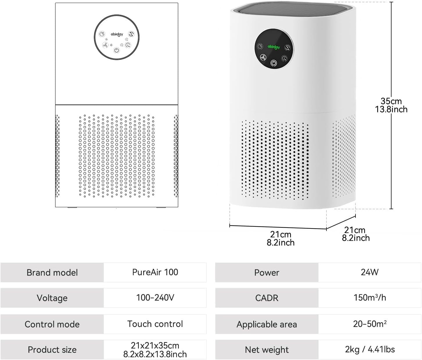 Large Room HEPA Air Purifier Smart Sensor Smoke Dust Pollen Quiet