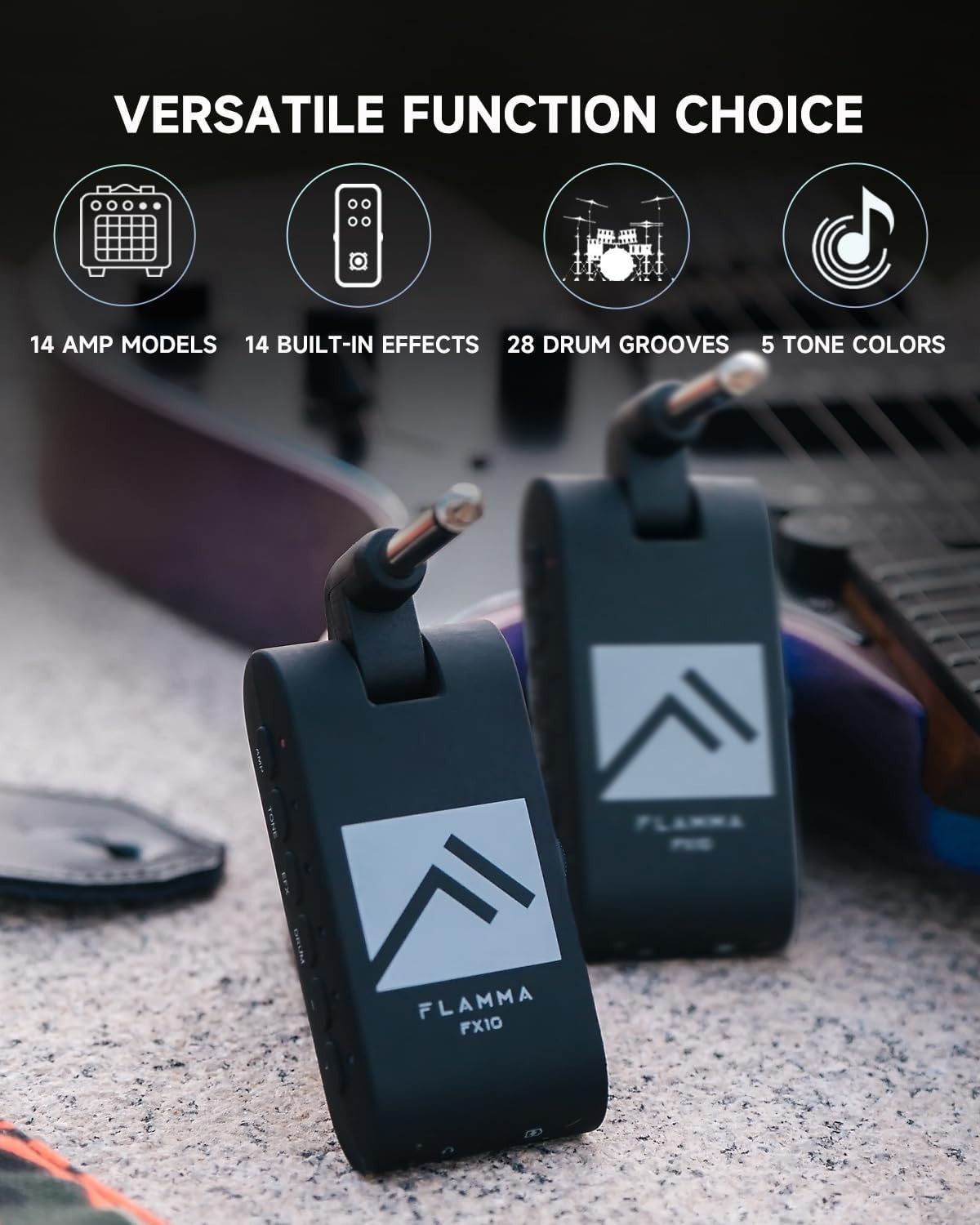 Portable Guitar Headphone Amp 14 Effects 28 Drums Bluetooth USB